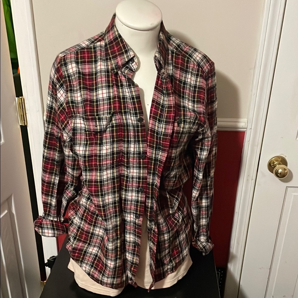 🎉Basic Editions Red Plaid Button Down Shirt